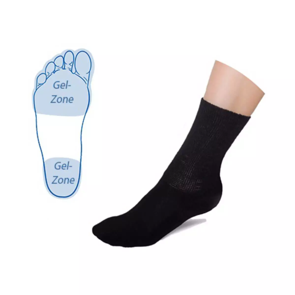  Bas pour diabétiques avec zone de gel intégrée à l'avant-pied et au talon
