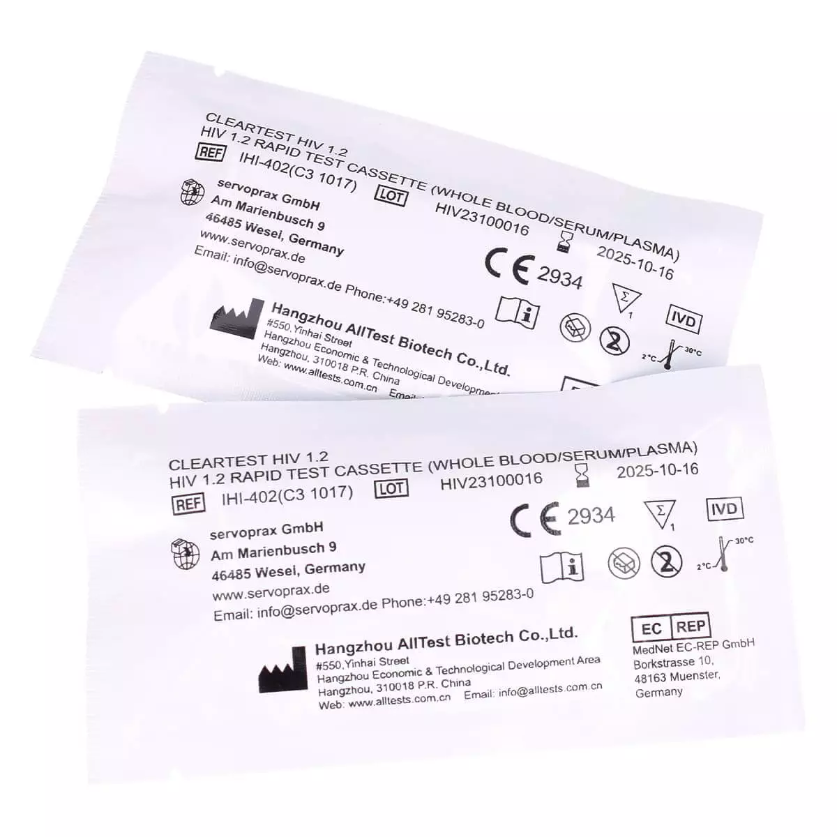  Cassette de test rapide HIV 1.2 Cleartest