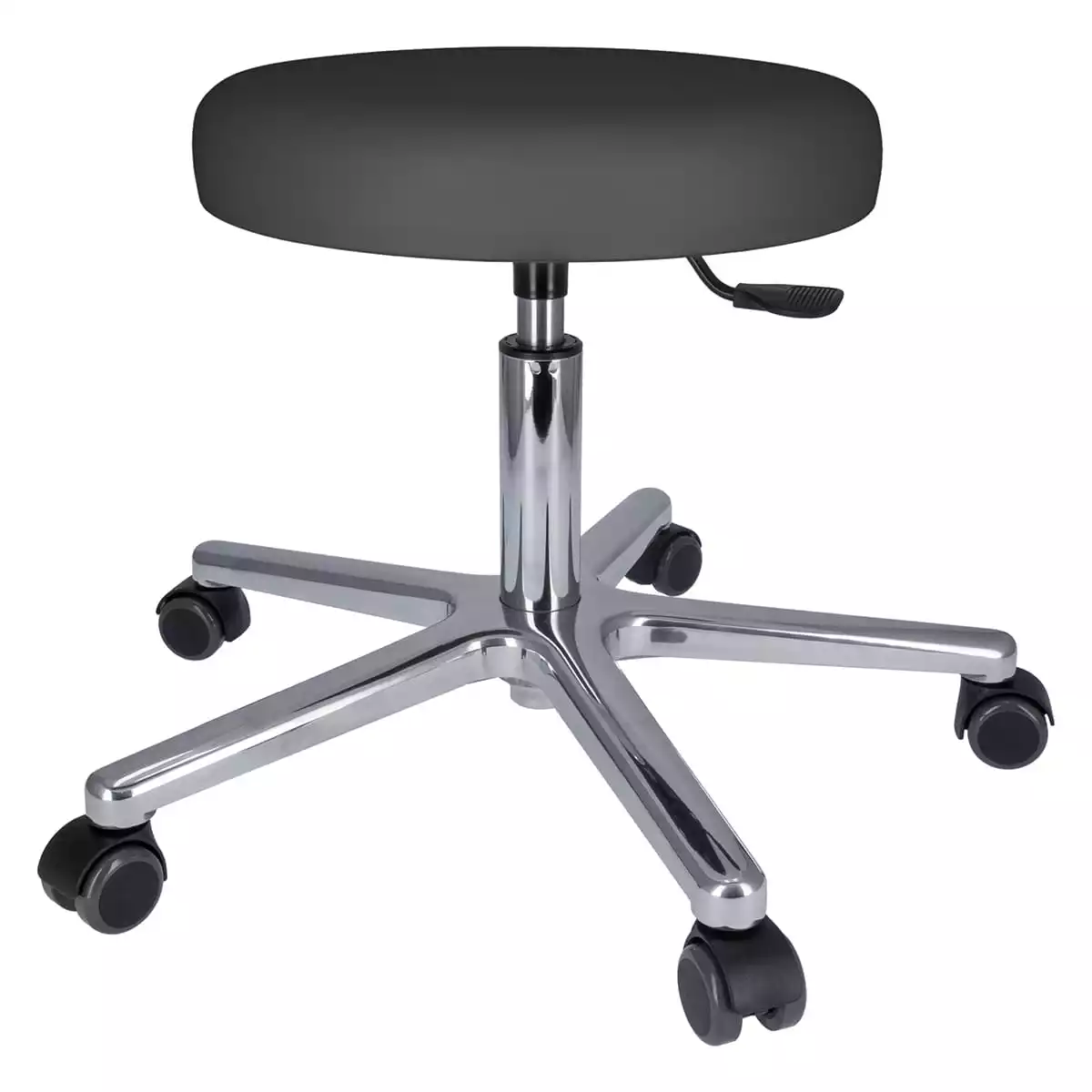  Tabouret à roulettes pivotant avec piétement en aluminium
