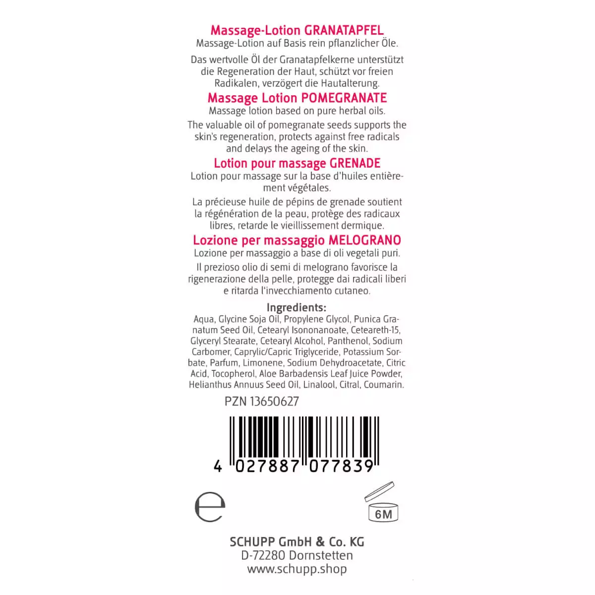  Lotion de massage à la grenade