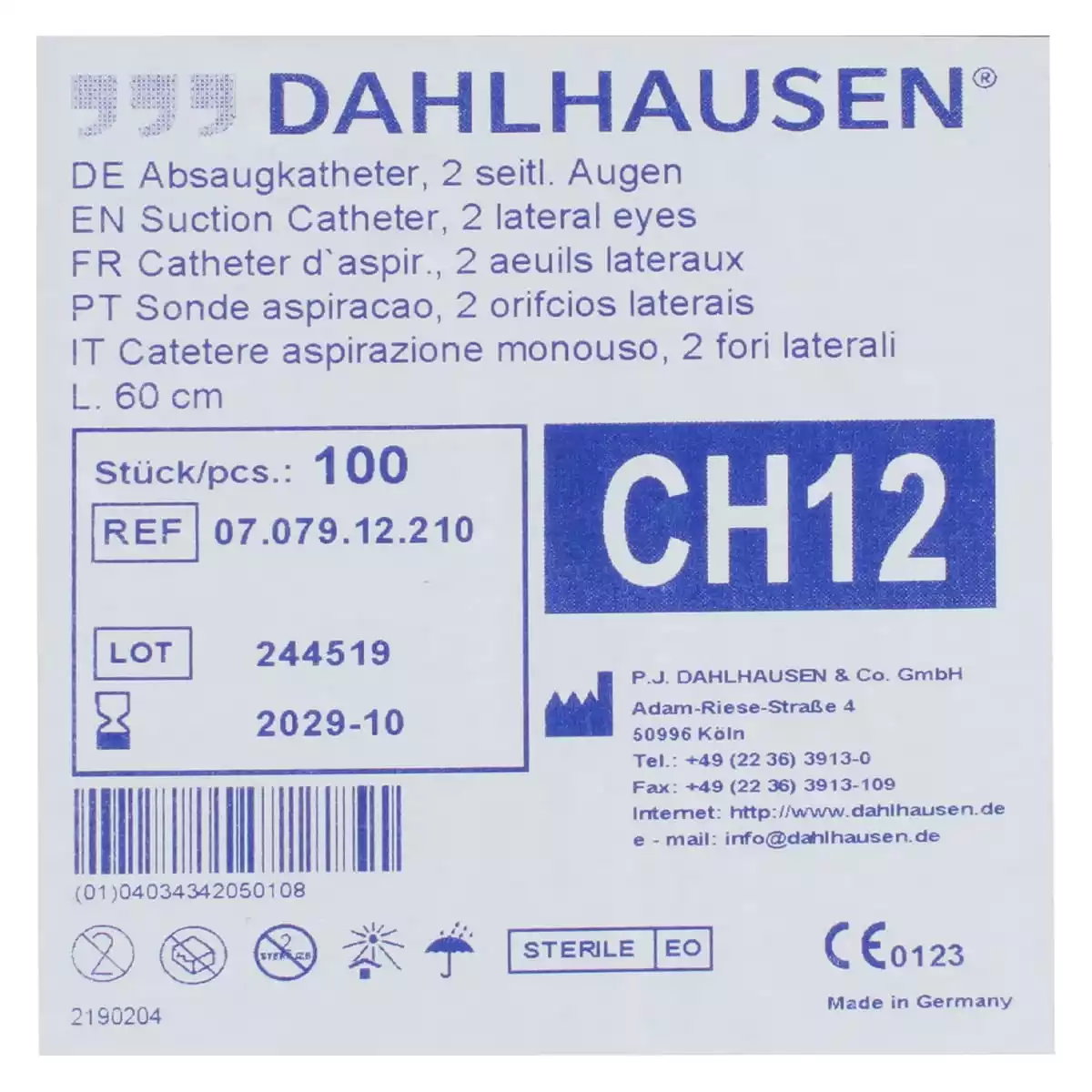 Cathéters d’aspiration standard 60 cm Cathéters d’aspiration standard 60 cm