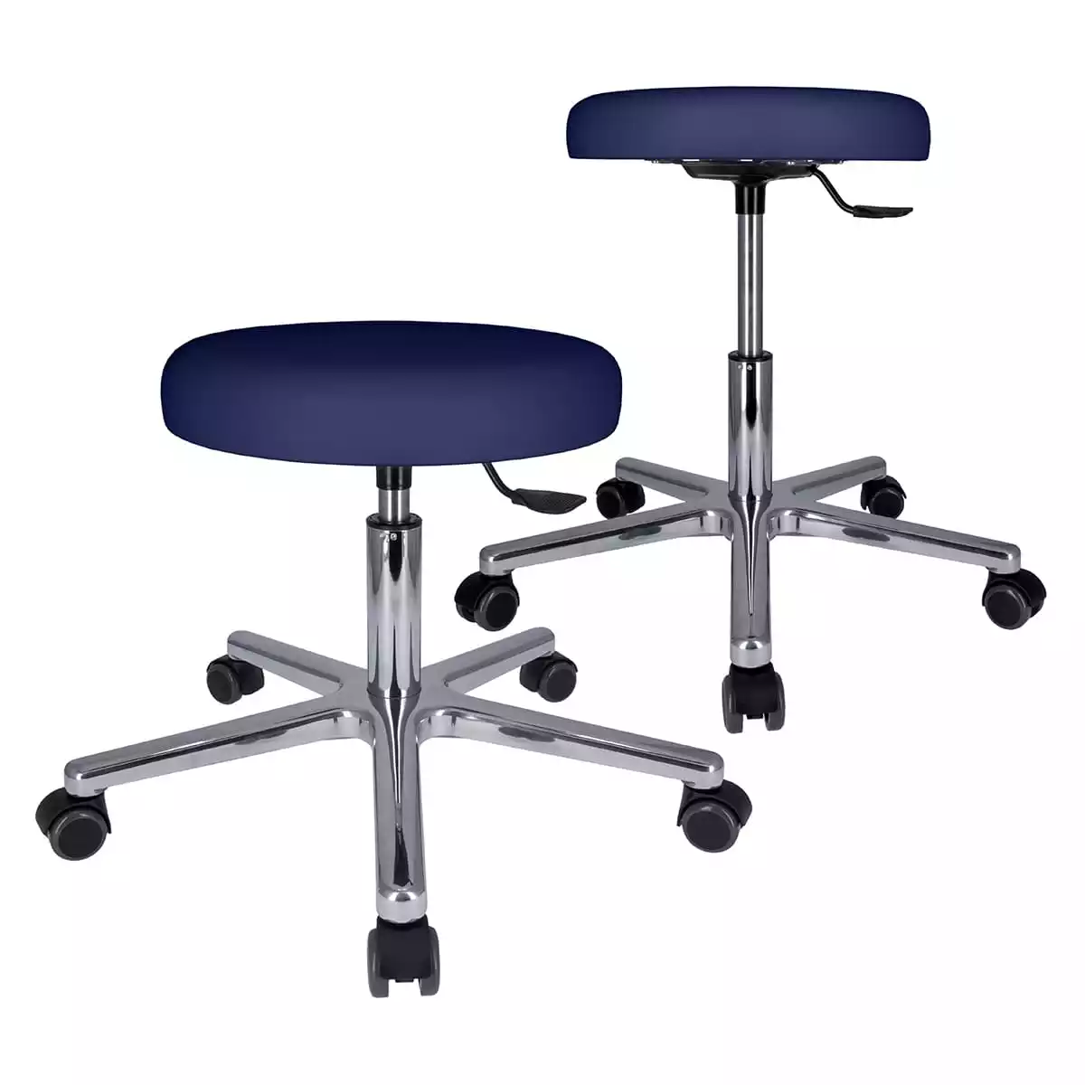  Tabouret à roulettes pivotant avec piétement en aluminium