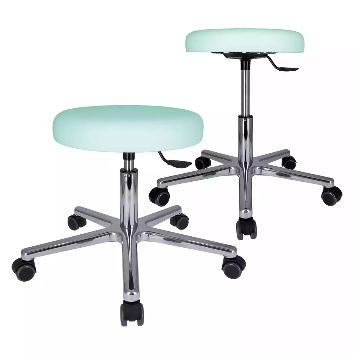  Tabouret à roulettes pivotant avec piétement en aluminium