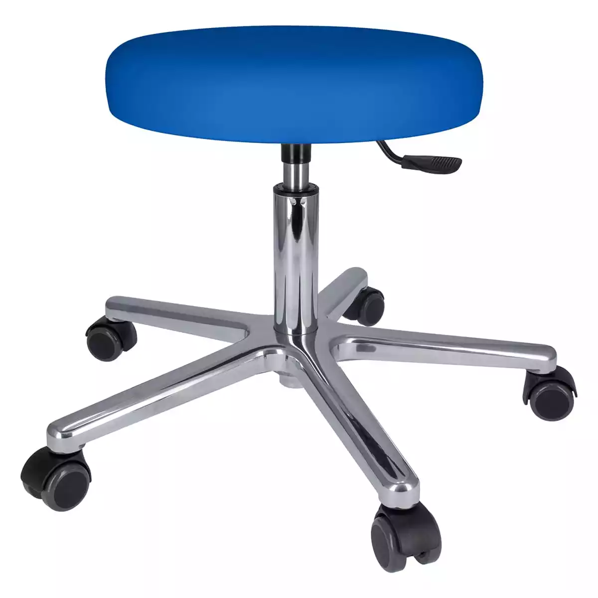 Tabouret à roulettes pivotant avec piétement en aluminium Tabouret à roulettes pivotant avec piétement en aluminium