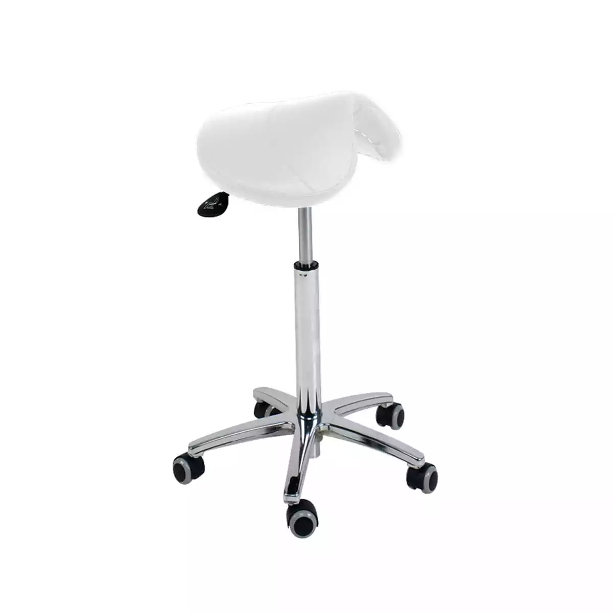 Tabouret à roulettes avec assise en forme de selle Tabouret à roulettes avec assise en forme de selle