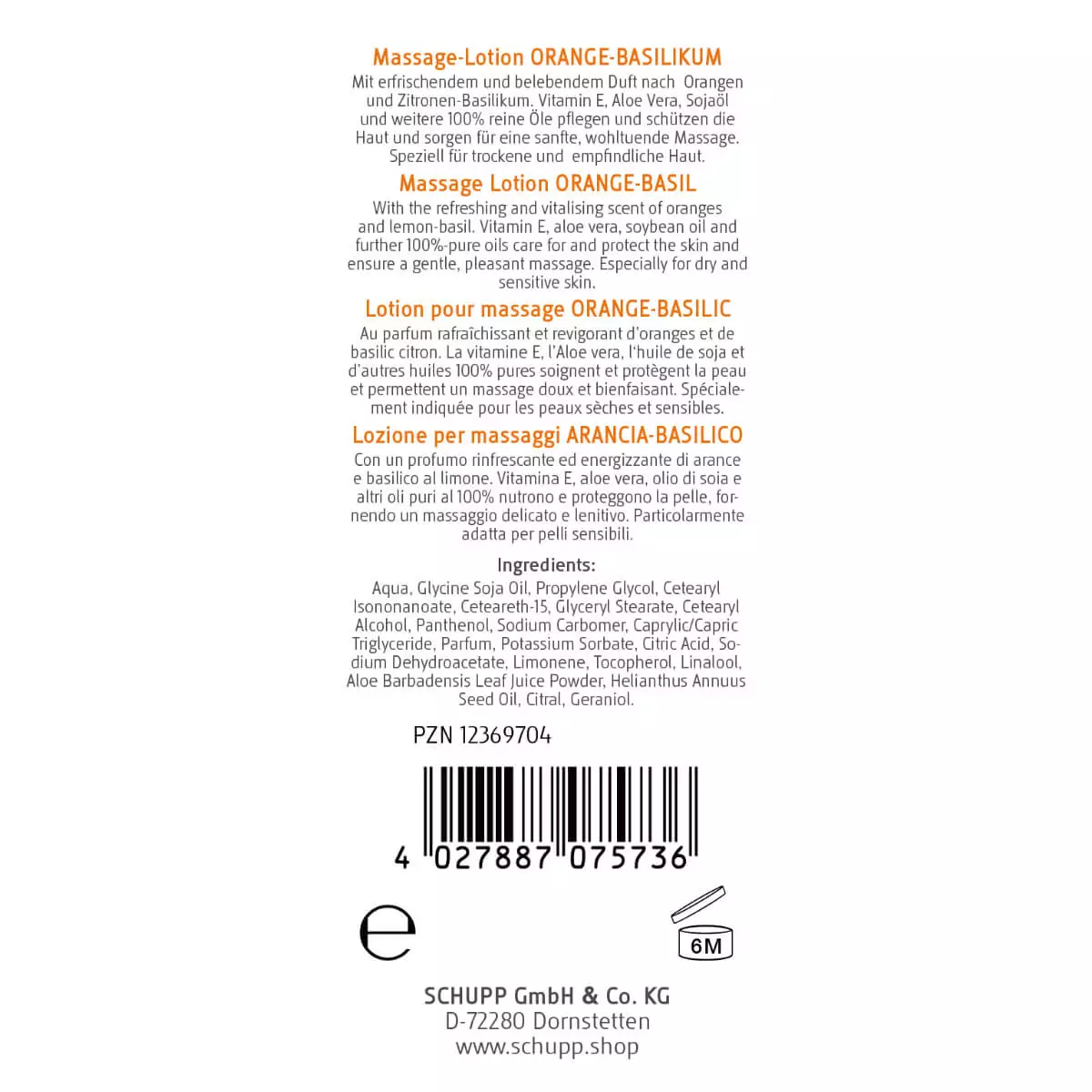  Lotion de massage orange-basilic