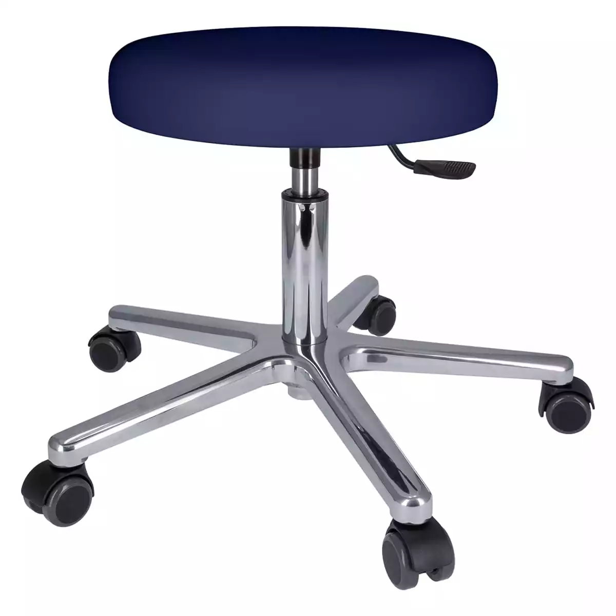 Tabouret à roulettes pivotant avec piétement en aluminium Tabouret à roulettes pivotant avec piétement en aluminium