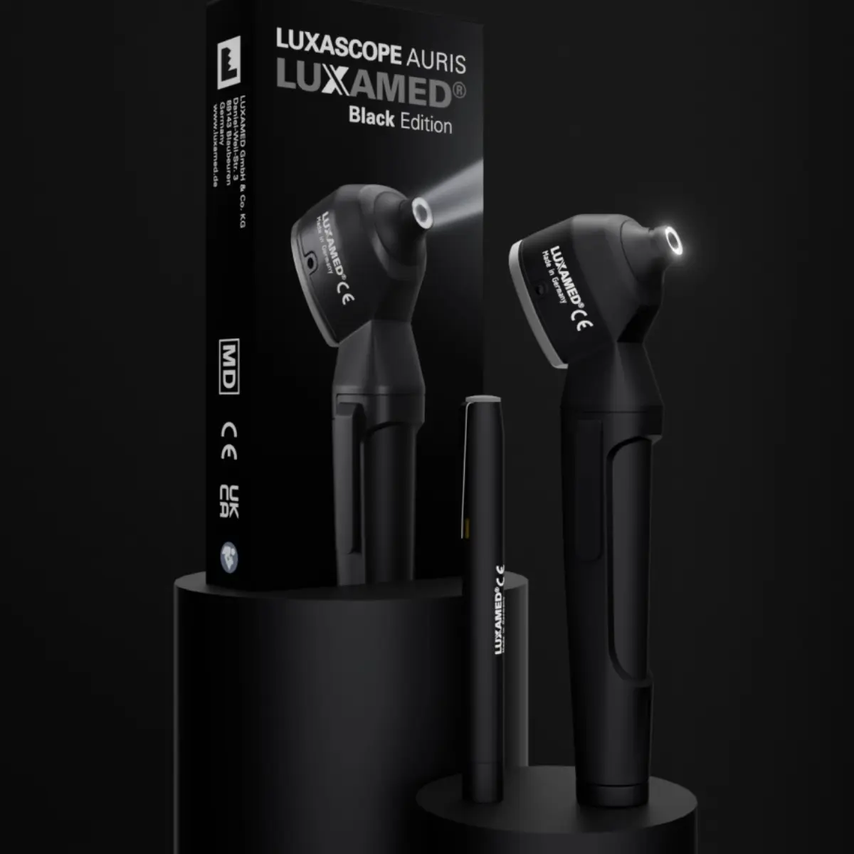 Otoscope LuxaScope Auris & lampe de diagnostic – Black Edition Otoscope LuxaScope Auris & lampe de diagnostic – Black Edition