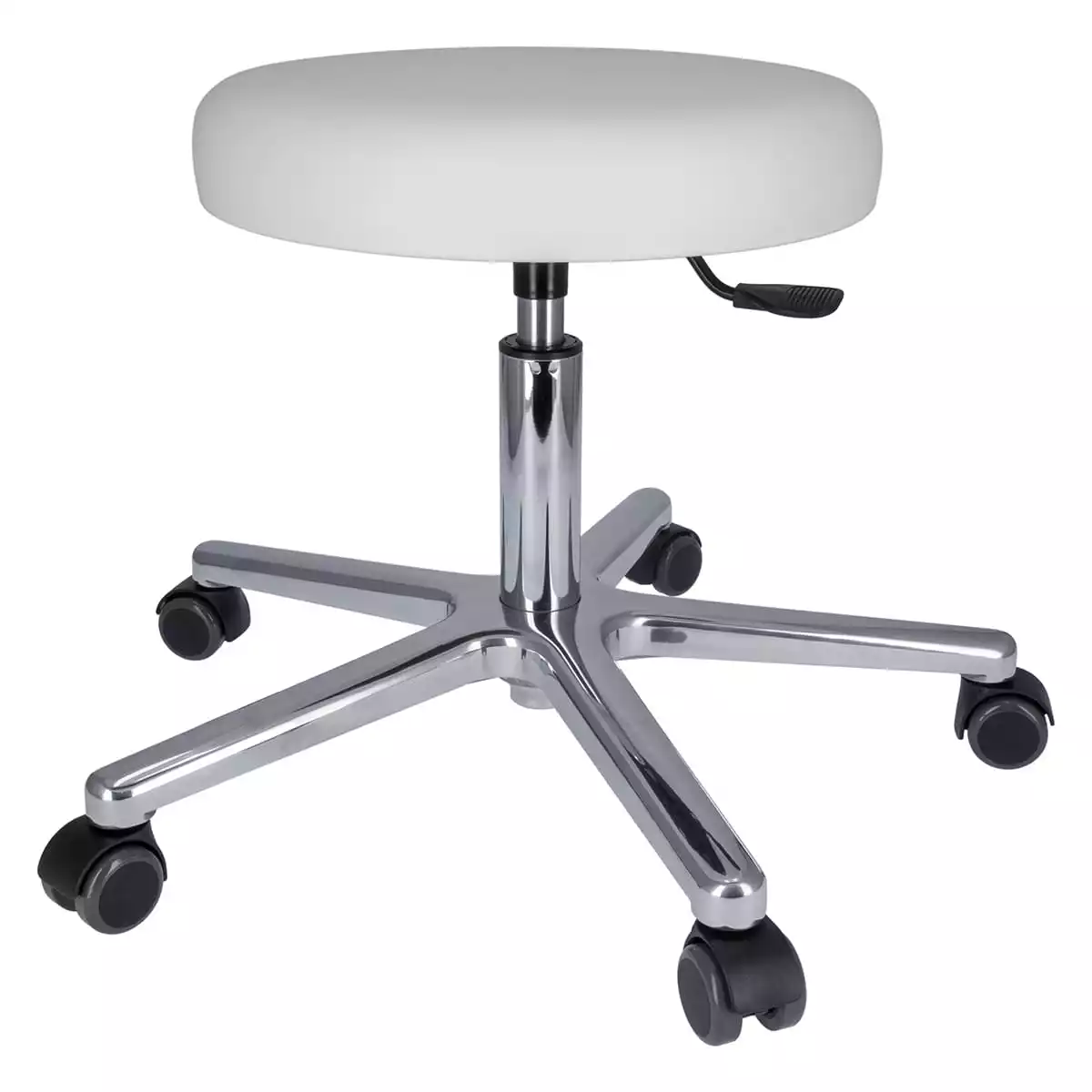 Tabouret à roulettes pivotant avec piétement en aluminium Tabouret à roulettes pivotant avec piétement en aluminium