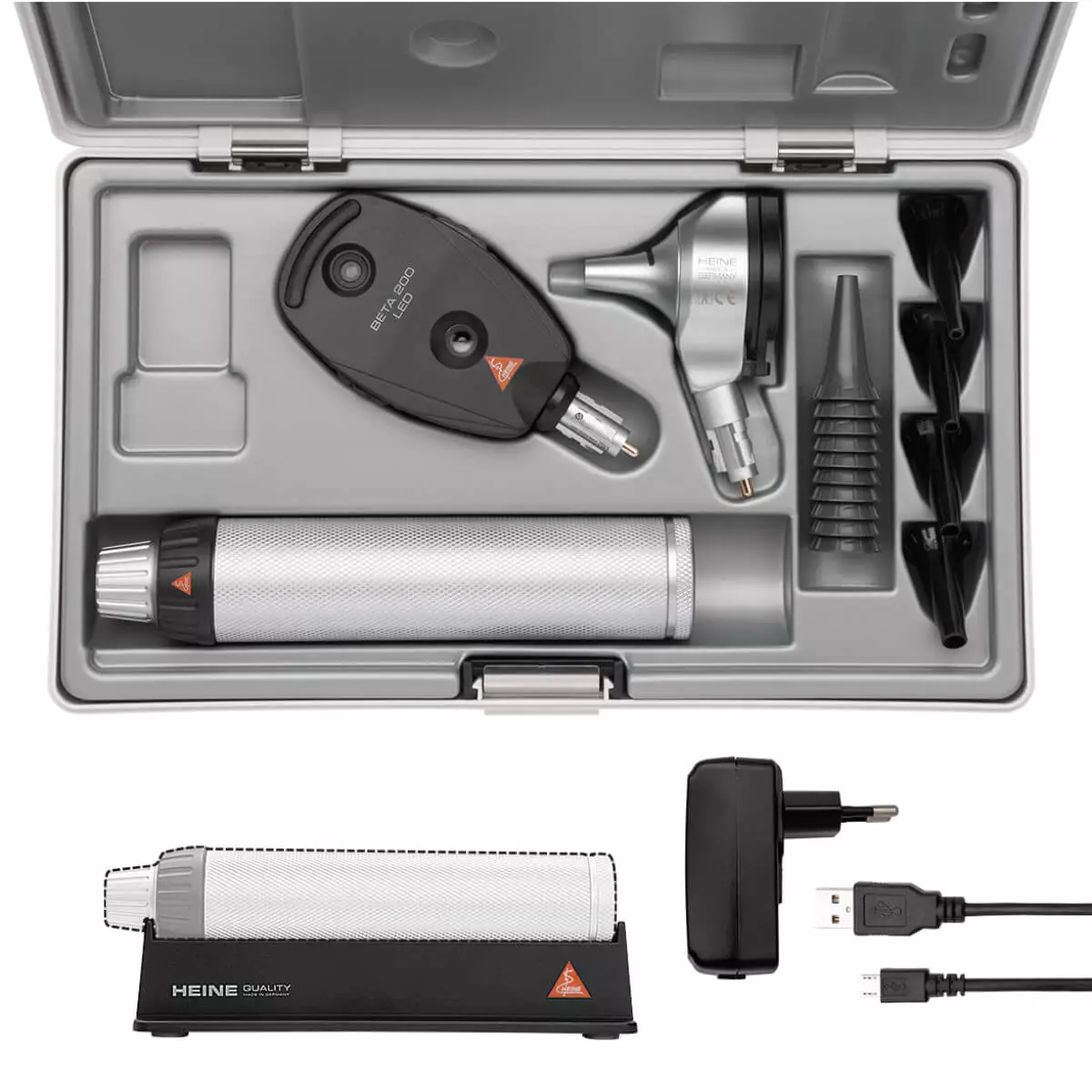 Set d’otoscope HEINE BETA 200 LED F.O. et ophtalmoscope BETA 200 LED  Set d’otoscope HEINE BETA 200 LED F.O. et ophtalmoscope BETA 200 LED