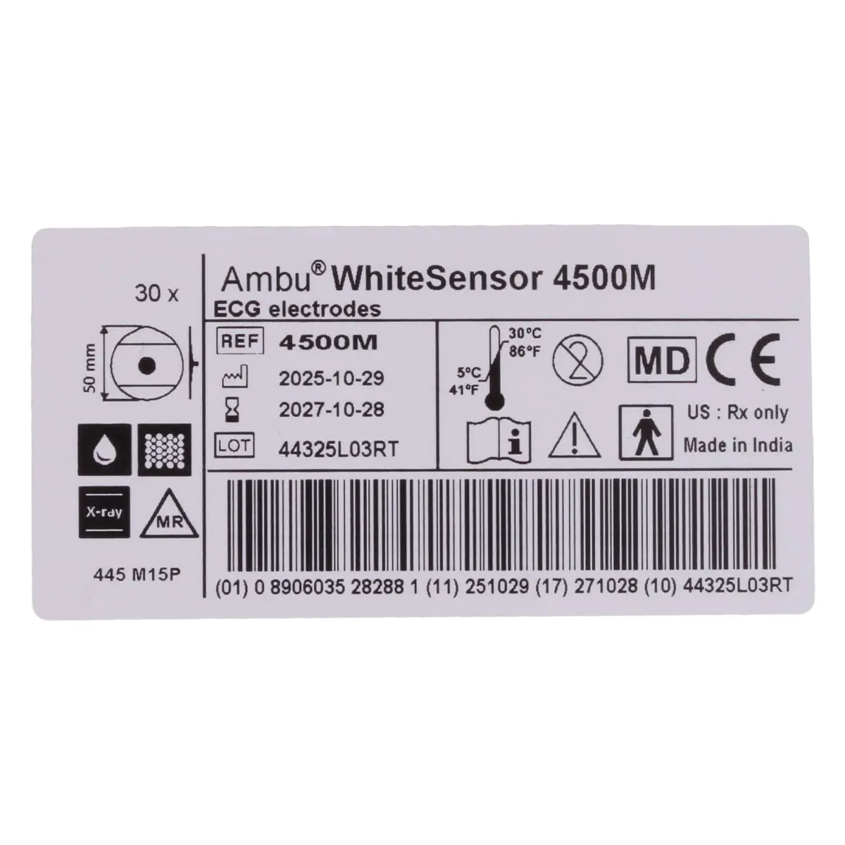  Électrodes ECG à usage unique WhiteSensor 4500M
