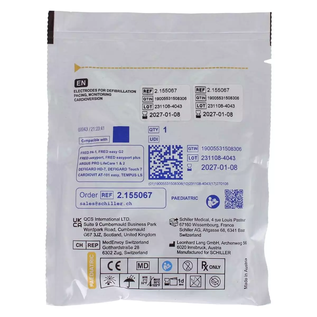 Électrodes pour défibrillateur FRED easyport, easyport plus & PA-1 Électrodes pour défibrillateur FRED easyport, easyport plus & PA-1