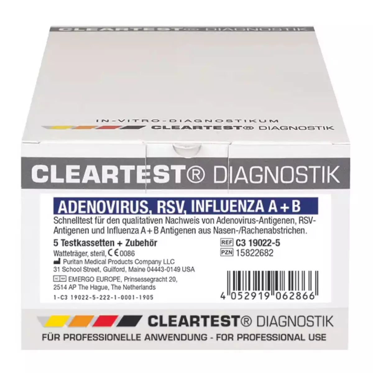  Tests combinés Cleartest pour adénovirus / VRS / grippe A + B