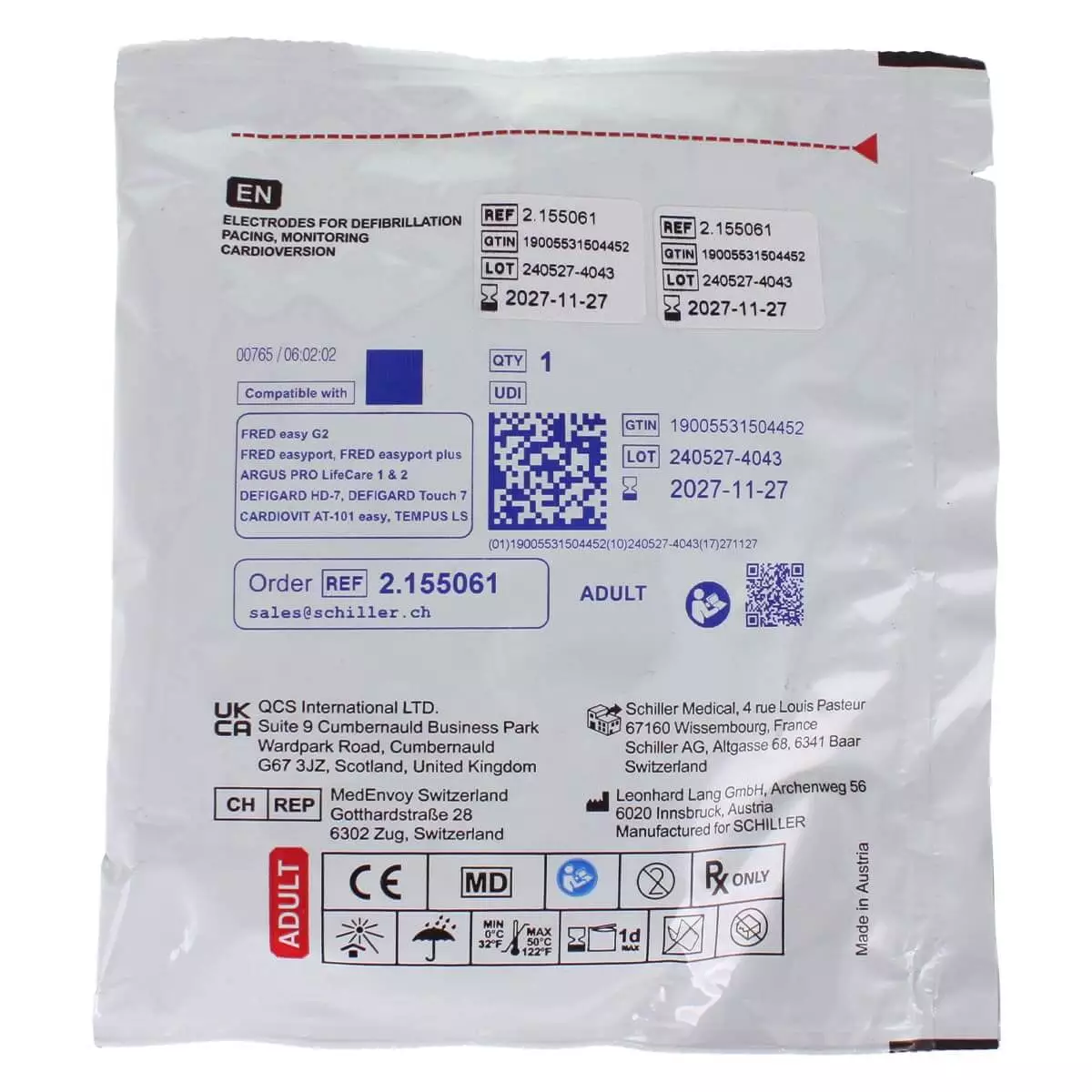 Électrodes pour défibrillateur FRED easyport, easyport plus & PA-1