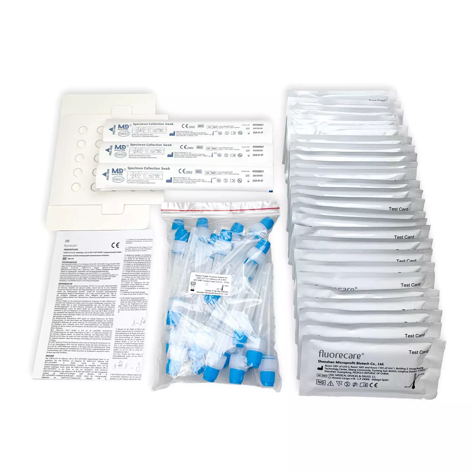  Tests rapides professionnels 6 en 1 - SARS-CoV-2, grippe A/B, VRS, ADV, MPVh