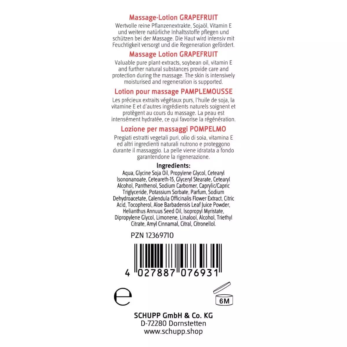  Lotion de massage au pamplemousse