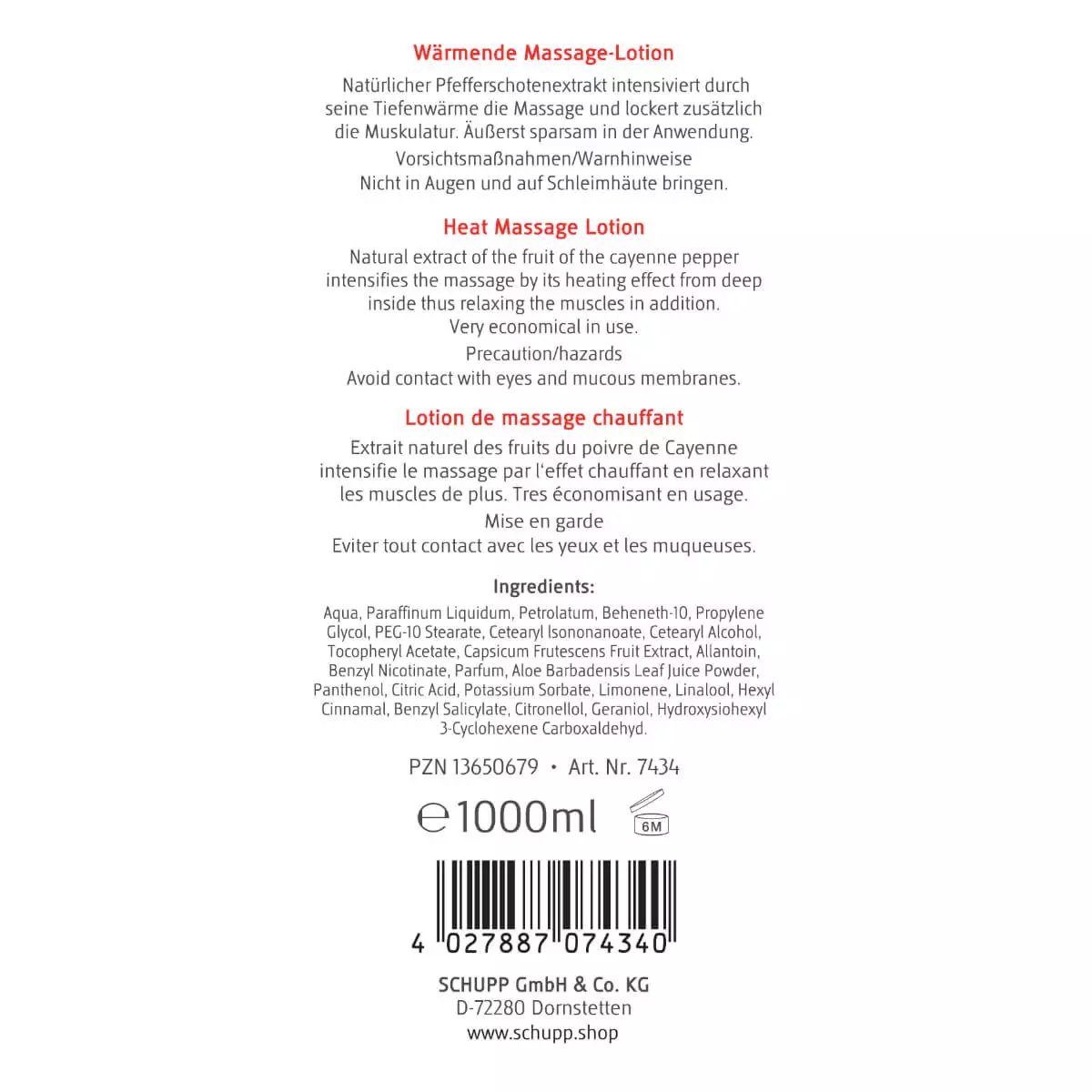  Lotion de massage chauffante