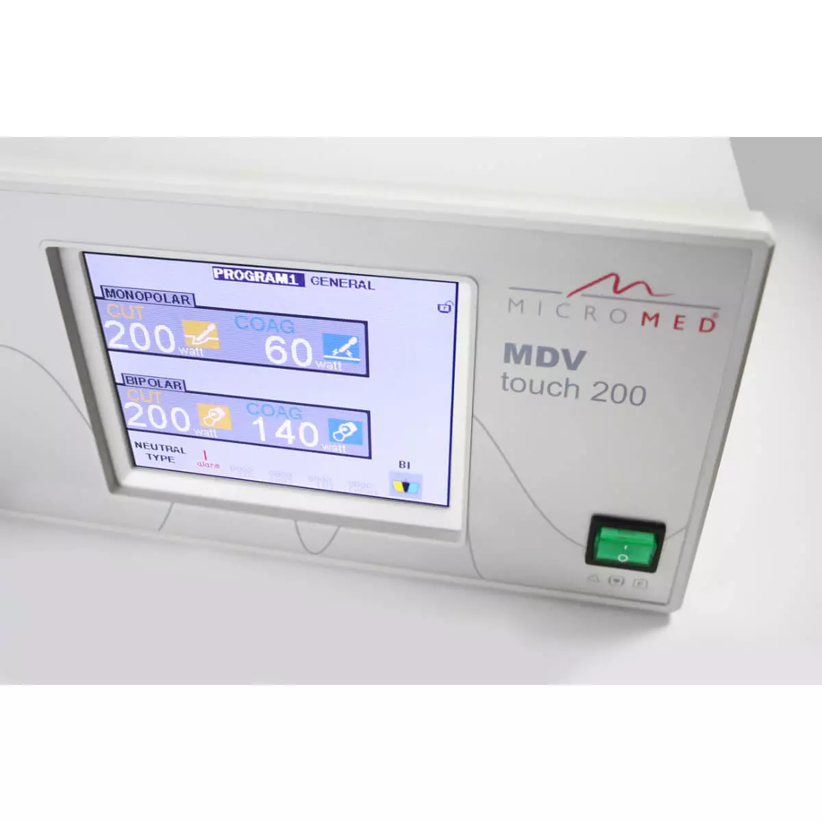 Appareil d’électrochirurgie HF MDV touch 200 Appareil d’électrochirurgie HF MDV touch 200