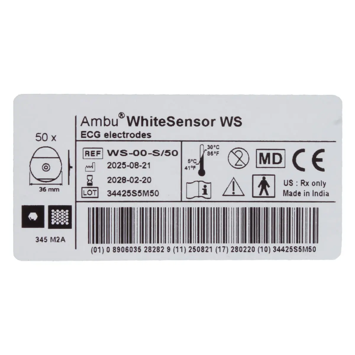  Électrodes ECG à usage unique WhiteSensor WS-00-S/50