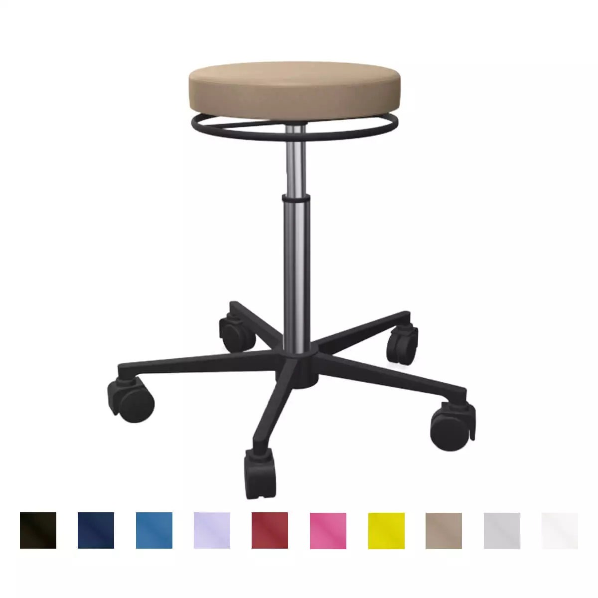  Tabouret à roulettes avec piétement en plastique varimed
