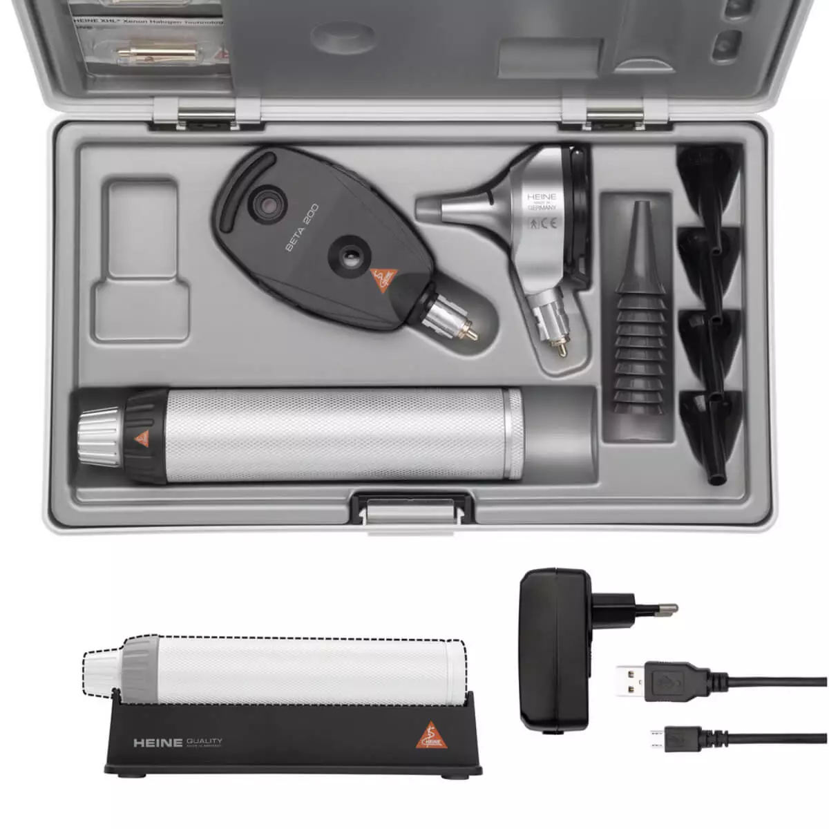  Set d’otoscope HEINE BETA 400 XHL F.O. et d’ophtalmoscope HEINE BETA 200 XHL