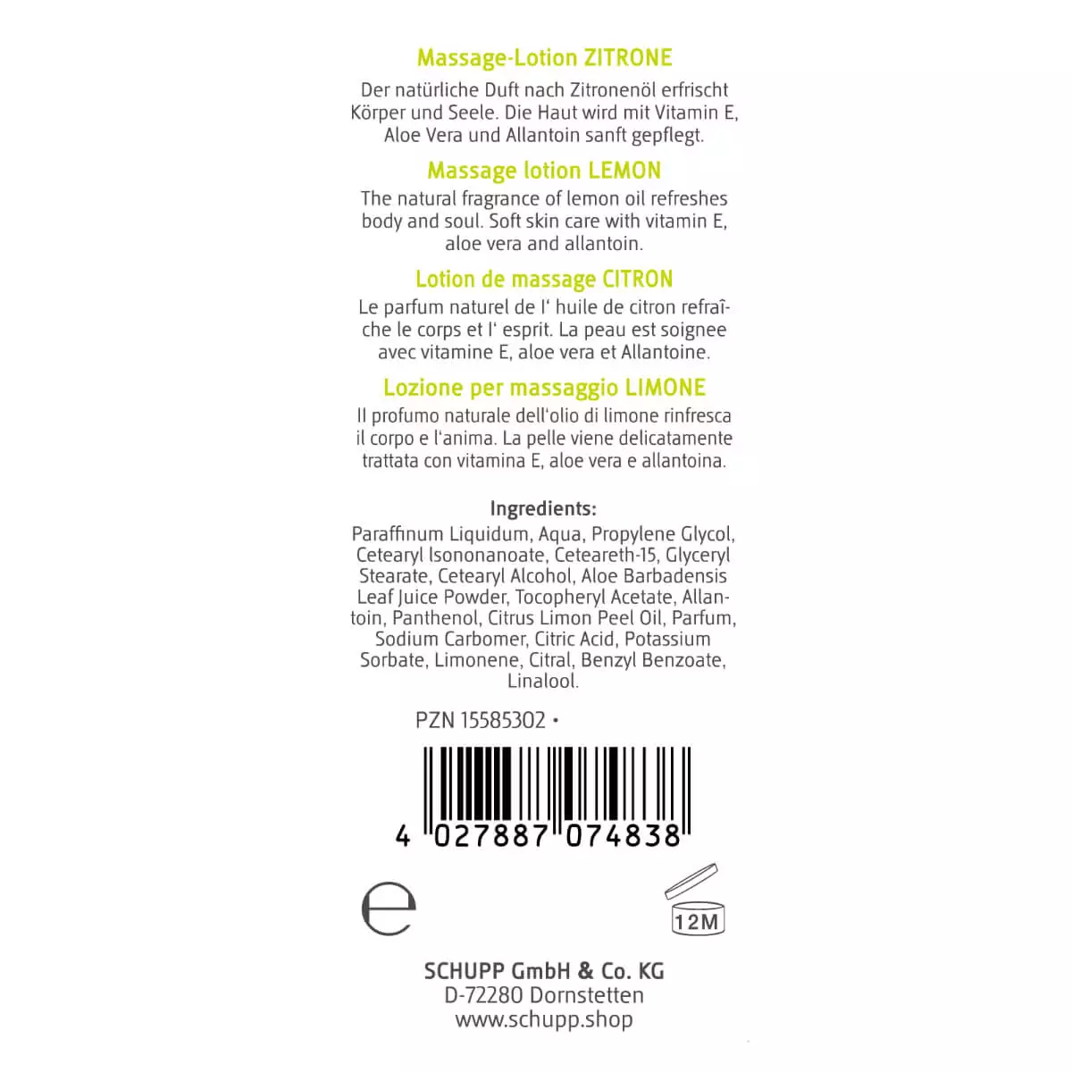  Lotion de massage au citron