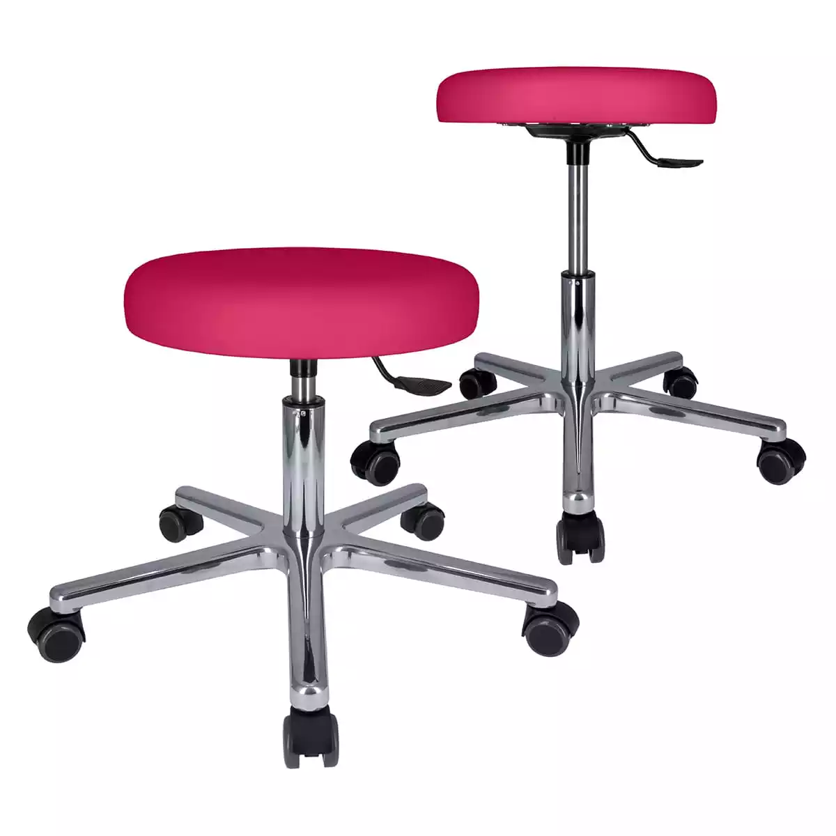  Tabouret à roulettes pivotant avec piétement en aluminium